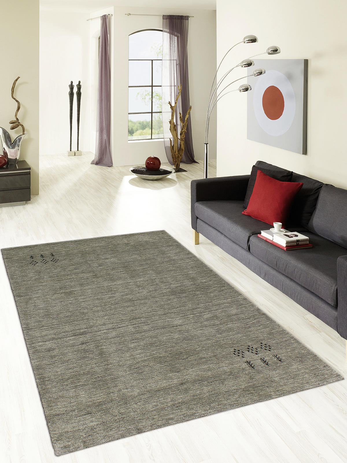 WOLLTEPPICH 250/350 cm Katalog 01/2021 Indien Grau, Hellgrau, Dunkelgrau, Salbeigrün  - Dunkelgrau/Salbeigrün, Basics, Textil (250/350cm) - Cazaris