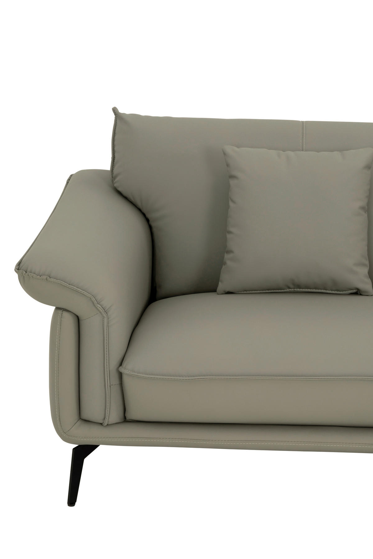 3-SITZER-SOFA inkl. Hocker Lederlook Taupe  - Taupe/Schwarz, Design, Textil/Metall (289/84/92cm) - MID.YOU