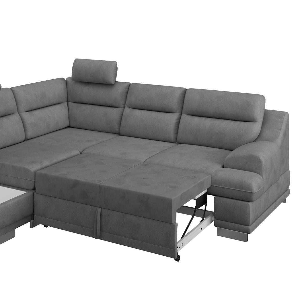 WOHNLANDSCHAFT in Velours Dunkelgrau  - Chromfarben/Dunkelgrau, Konventionell, Textil/Metall (217/264cm) - MID.YOU