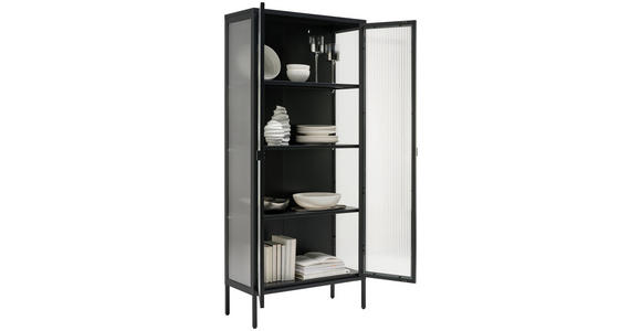 VITRINE  in Schwarz  - Schwarz, Trend, Glas/Metall (80/180/35cm) - Xora