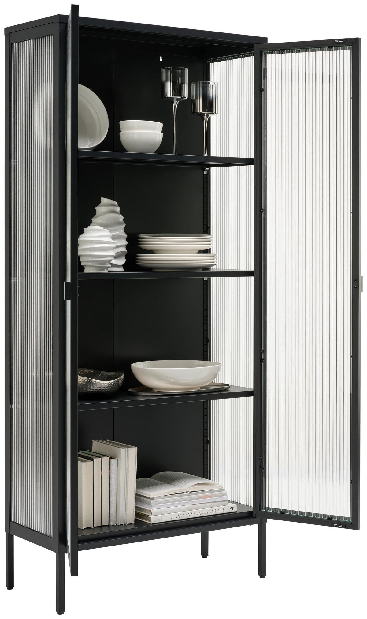 VITRINE in Schwarz  - Schwarz, Trend, Glas/Metall (80/180/35cm) - Xora
