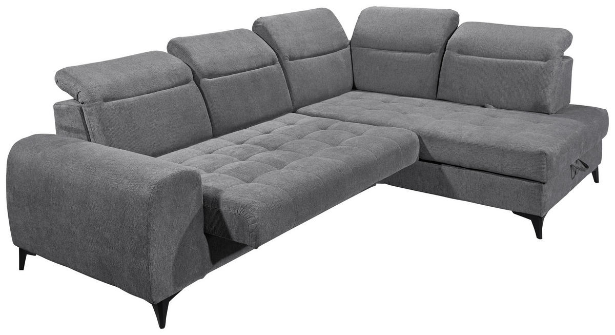 ECKSOFA in Webstoff Anthrazit  - Anthrazit/Schwarz, Konventionell, Kunststoff/Textil (282/200cm) - MID.YOU