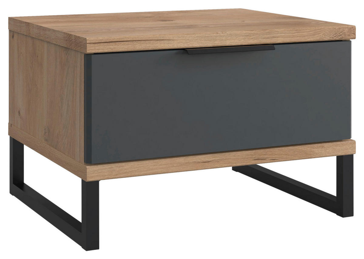 NACHTSCHRANK 46/38/40 cm  - Plankeneiche/Graphitfarben, Design, Holzwerkstoff/Metall (46/38/40cm) - Boxxx