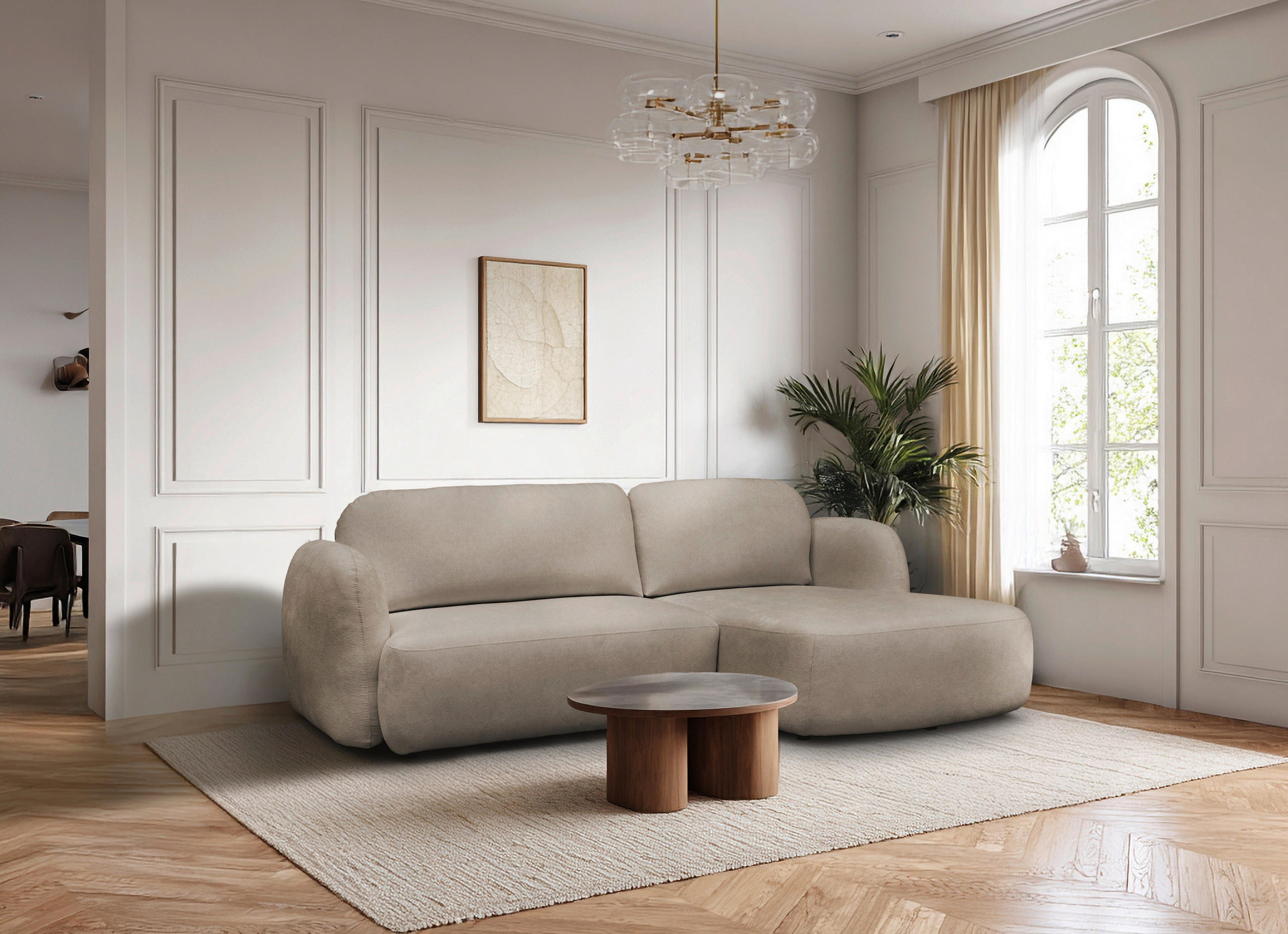 ECKSOFA VELU Beige Chenille  - Beige/Schwarz, Design, Textil (270/175cm) - MID.YOU