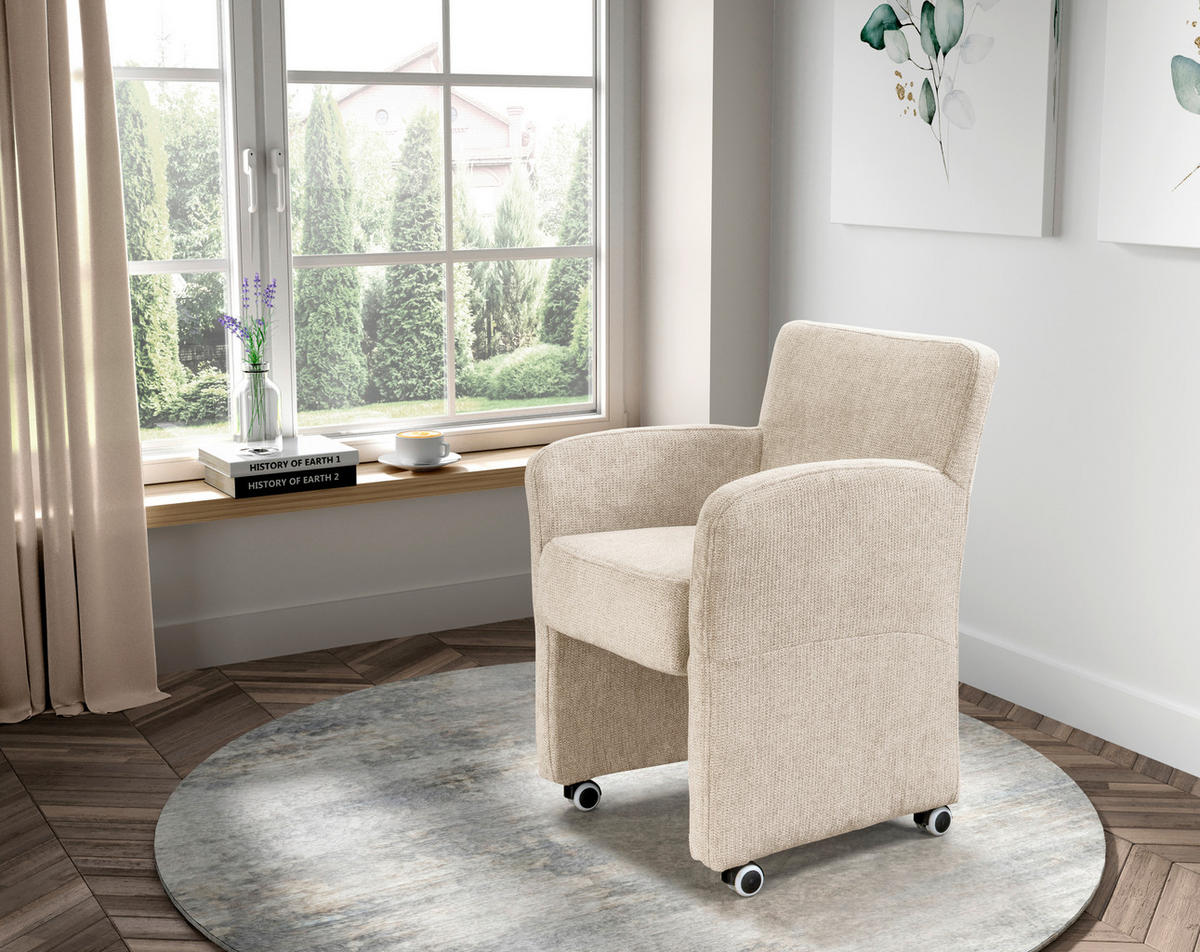 STOLICA S NASLONOM ZA RUKE  bež  drvo, tekstil, drvni materijal      - bež, Moderno, drvni materijal/drvo (65/85/66cm) - Livetastic