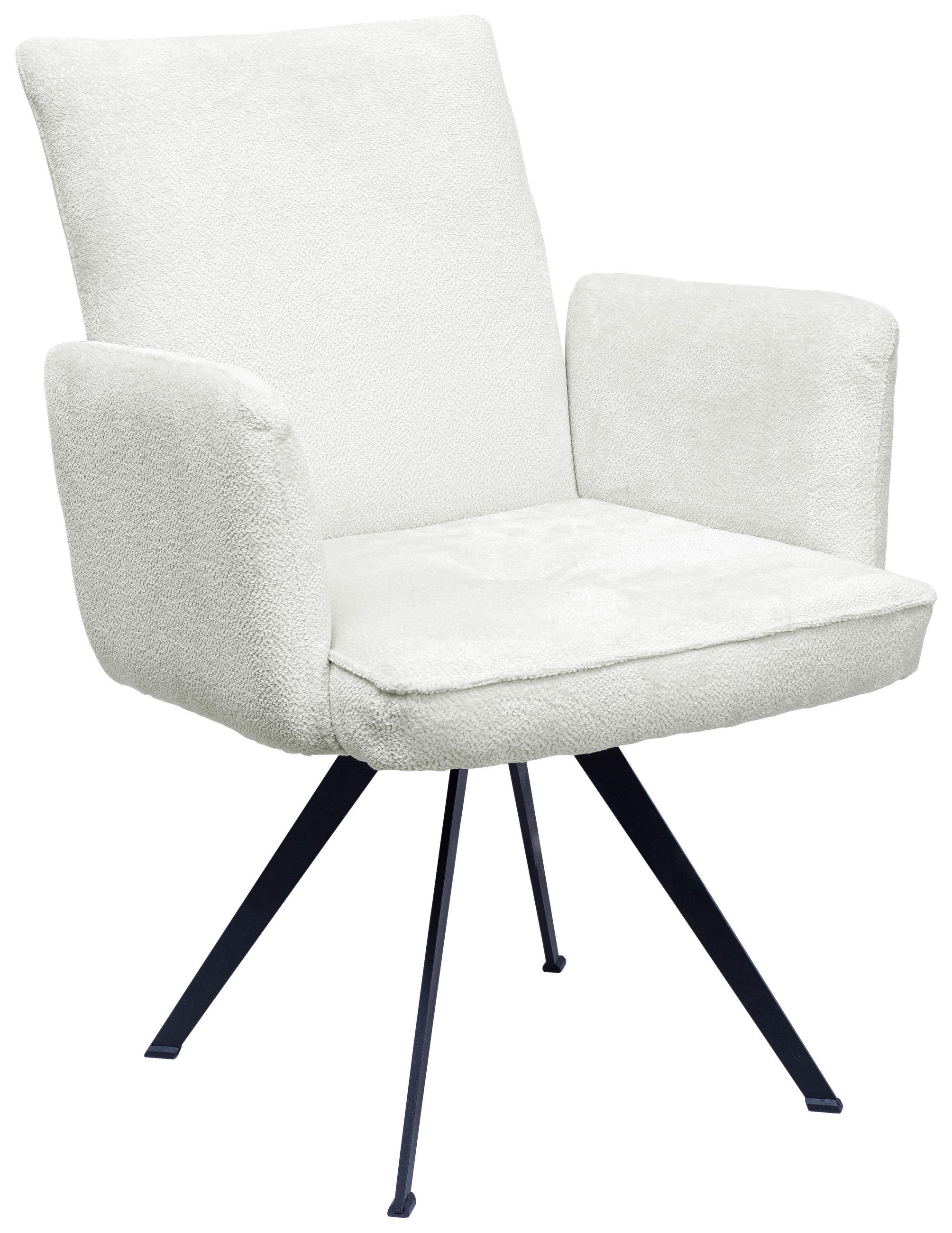ARMLEHNSTUHL  in Eisen Teddystoff  - Creme/Schwarz, Design, Textil/Metall (63/87/71cm) - Welnova