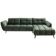 ECKSOFA Grün Mikrofaser  - Schwarz/Grün, KONVENTIONELL, Textil/Metall (313/215cm) - Hom`in