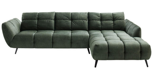 ECKSOFA Grün Mikrofaser  - Schwarz/Grün, KONVENTIONELL, Textil/Metall (313/215cm) - Hom`in