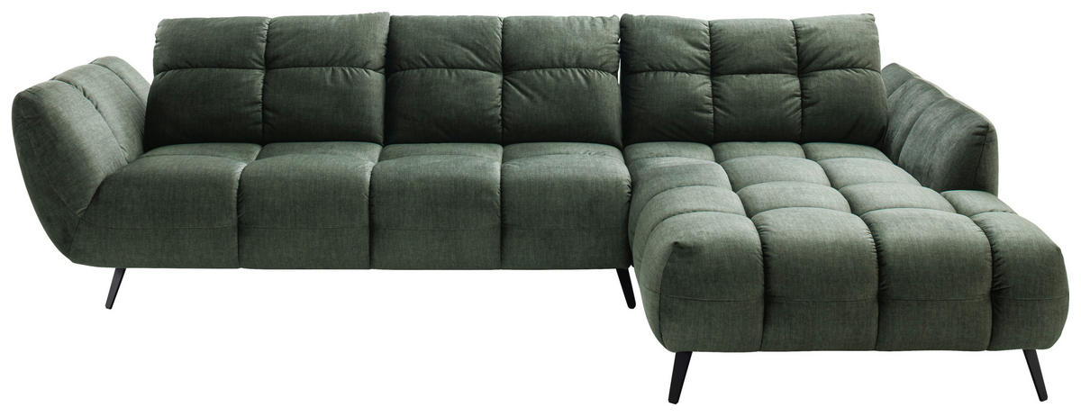 ECKSOFA Grün Mikrofaser  - Schwarz/Grün, KONVENTIONELL, Textil/Metall (313/215cm) - Hom`in