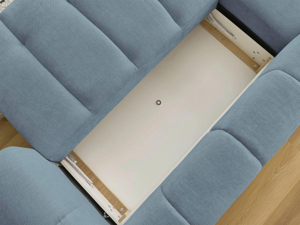 ECKSCHLAFSOFA FUJI Leinenoptik Hellblau  inkl.  - Schwarz/Hellblau, MODERN, Kunststoff/Textil (160/292cm)