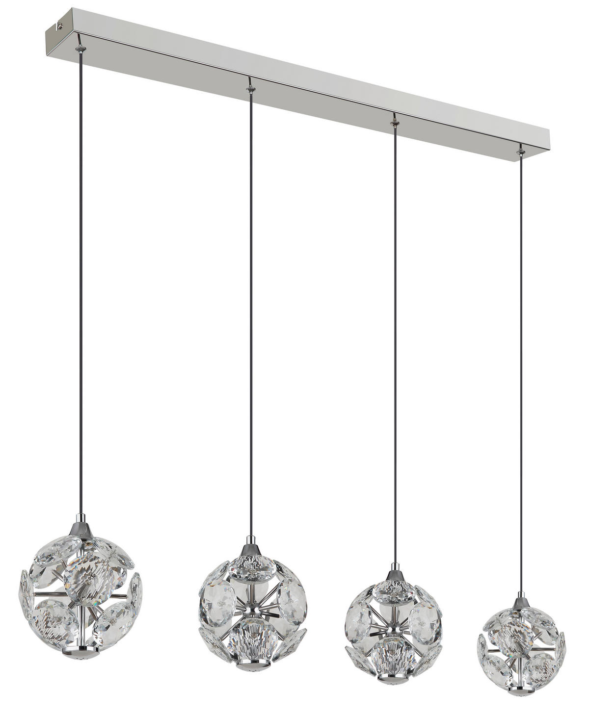 LED-HÄNGELEUCHTE VIRINA 93/15/150 cm   - Klar/Chromfarben, KONVENTIONELL, Glas/Kunststoff (93/15/150cm) - Globo