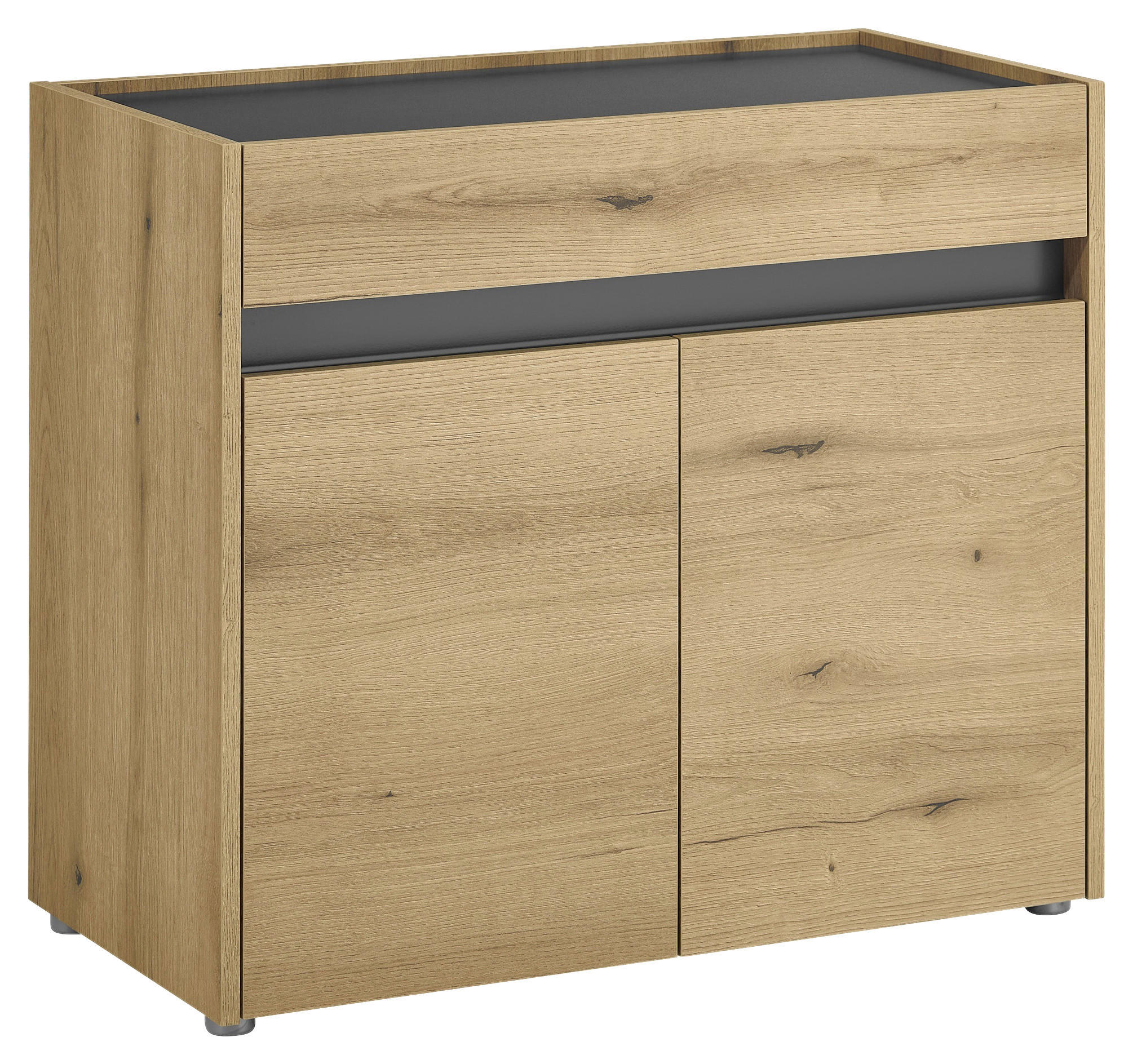 SCHUHSCHRANK Anthrazit, Eichefarben  - Eichefarben/Anthrazit, Design, Holzwerkstoff/Kunststoff (80/70/40cm) - Modante