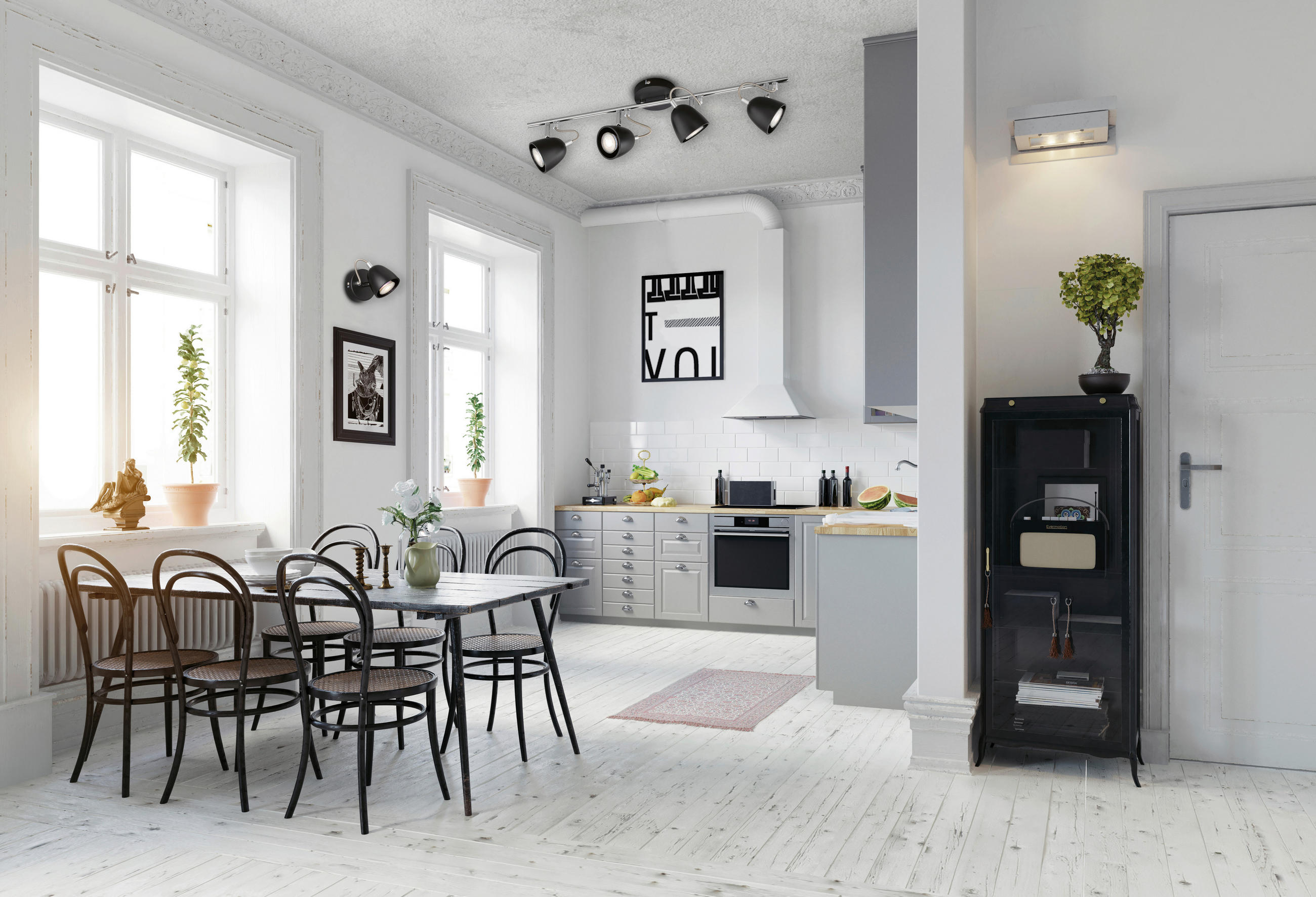 DECKENLEUCHTE Gemma   - Chromfarben/Schwarz, Design, Metall (10/65cm)