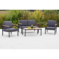 GARTENSET 4-teilig  - Graphitfarben/Naturfarben, MODERN, Kunststoff/Textil - Gardenson