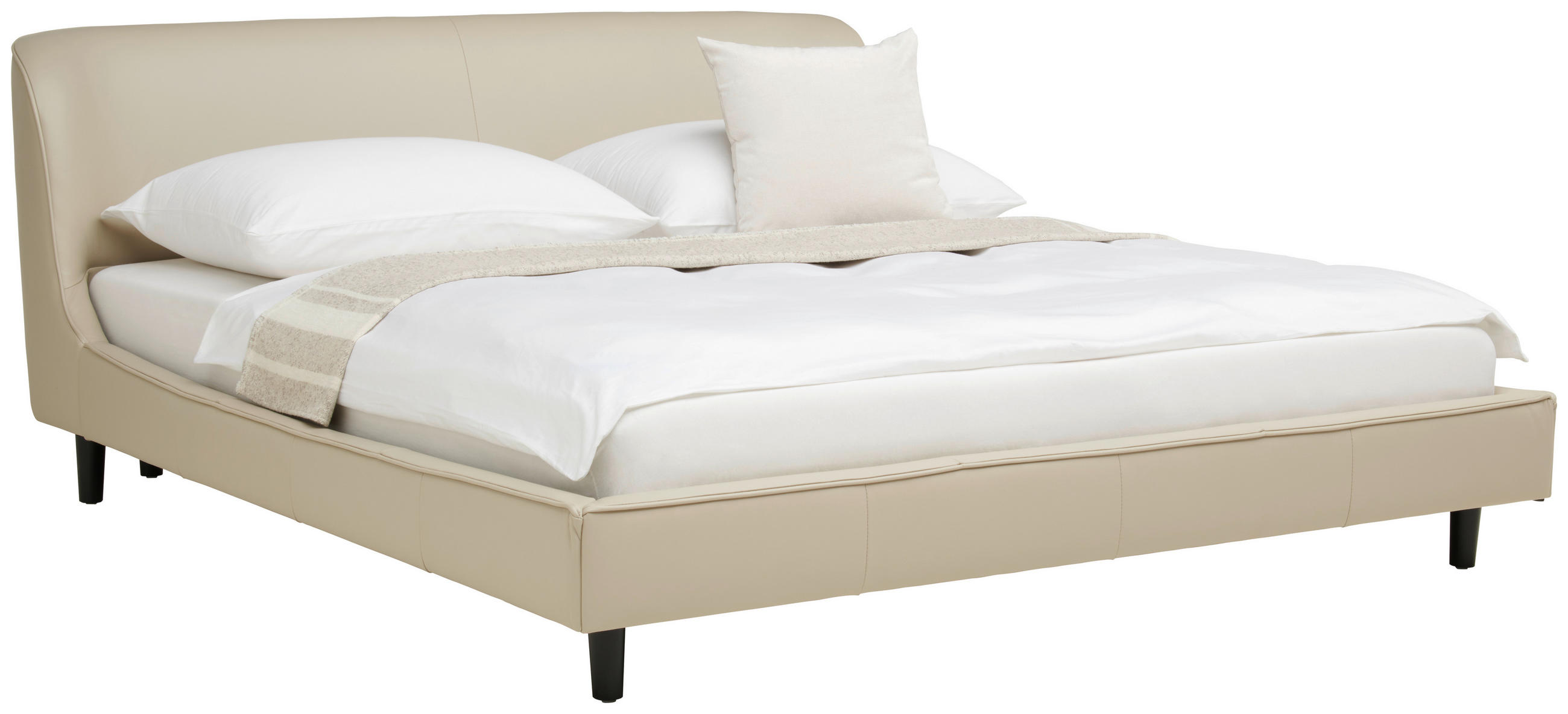 ČALOUNĚNÁ POSTEL, 180/200 cm, béžová - černá/béžová, Moderní, kov/dřevo (180/200cm) - Livetastic