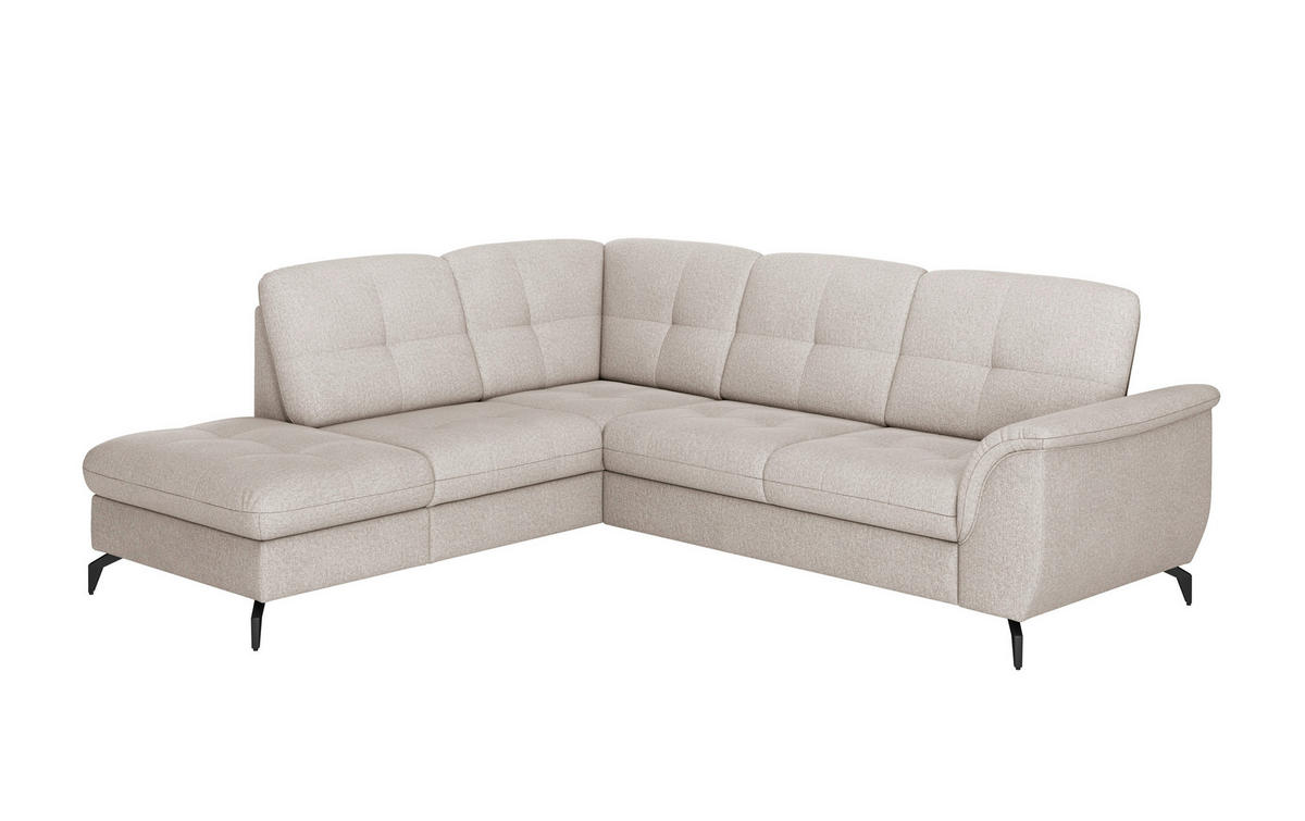 ECKSOFA in Flachgewebe Greige  - Greige/Schwarz, Modern, Textil/Metall (212/244cm) - Sit & More