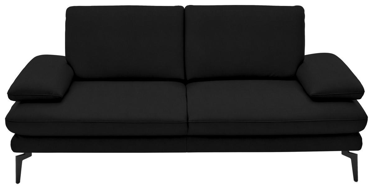 2,5-SITZER in Echtleder Schwarz  - Schwarz, Design, Leder/Metall (196/86/104cm) - Dieter Knoll