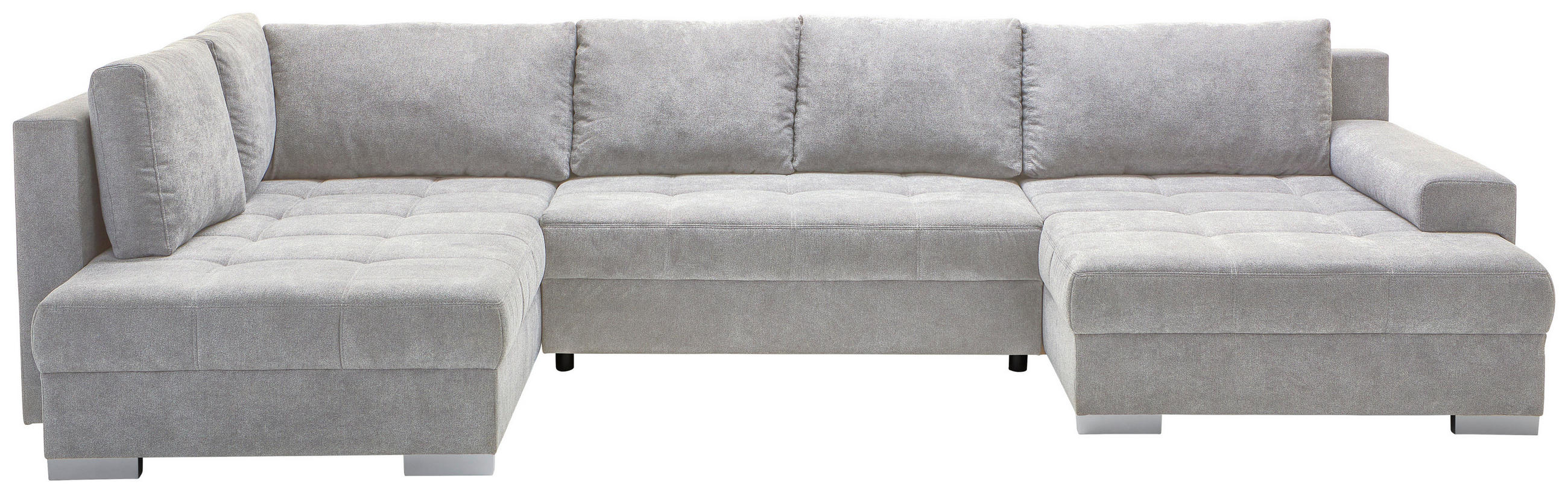 WOHNLANDSCHAFT Silberfarben Velours  - Chromfarben/Silberfarben, KONVENTIONELL, Kunststoff/Textil (198/363/170cm) - Hom`in