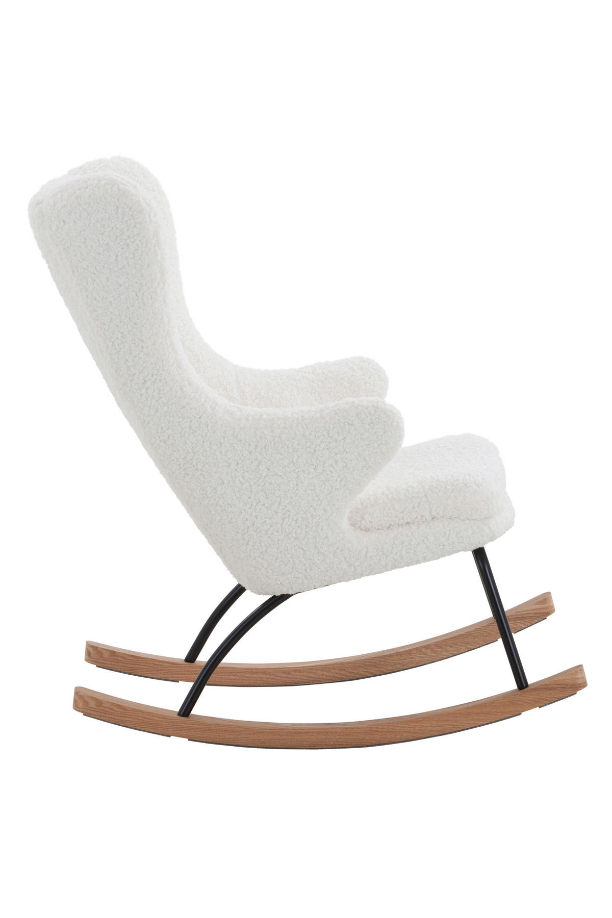 SCHAUKELSTUHL in Teddystoff Weiß  - Eichefarben/Schwarz, MODERN, Holz/Textil (66/106/104cm) - Livetastic