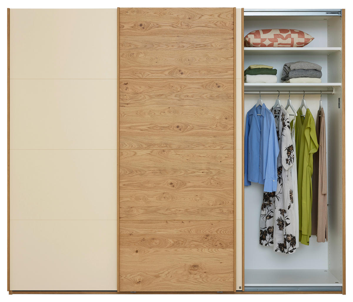 SCHWEBETÜRENSCHRANK 270/229/68 cm 3-türig Sandfarben, Eichefarben  - Sandfarben/Eichefarben, Design, Holz/Holzwerkstoff (270/229/68cm) - Musterring