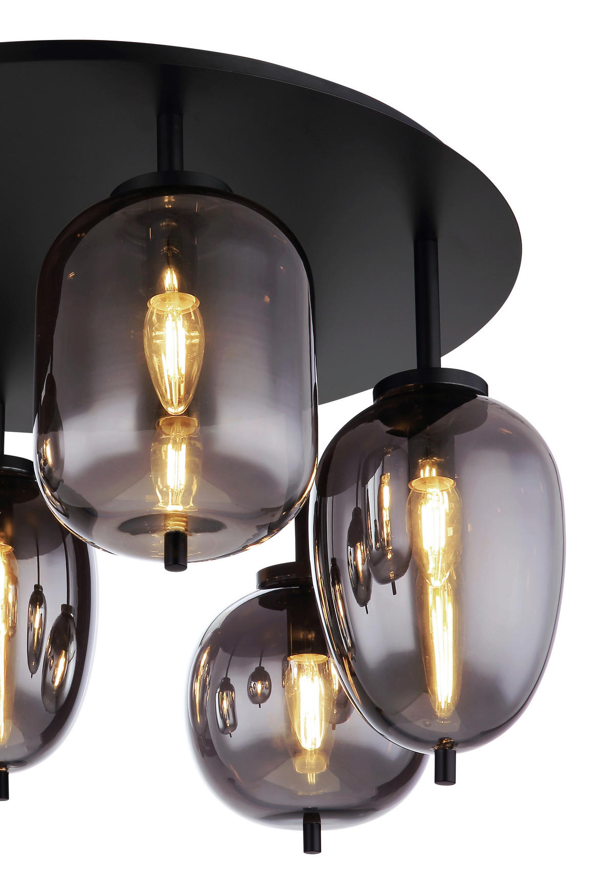 DECKENLEUCHTE  63/38 cm    - Schwarz, Design, Glas/Metall (63/38cm) - Globo