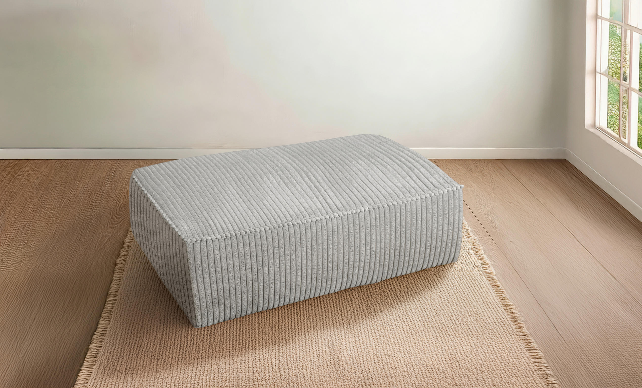 HOCKER in Textil, Holzwerkstoff Hellgrau  - Hellgrau/Schwarz, KONVENTIONELL, Holzwerkstoff/Kunststoff (105/43/65cm) - Livetastic