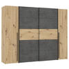 KLEIDERSCHRANK 270/210/61 cm 4-türig Eichefarben, Dunkelgrau  - Eichefarben/Dunkelgrau, MODERN, Holzwerkstoff/Kunststoff (270/210/61cm) - MID.YOU