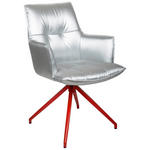 ARMLEHNSTUHL  Sitzfläche 360° drehbar, inklusive Armlehnen, automatische Rückholfunktion Lederlook  - Rot/Silberfarben, Design, Textil/Metall (59/89,5/63cm) - Novel