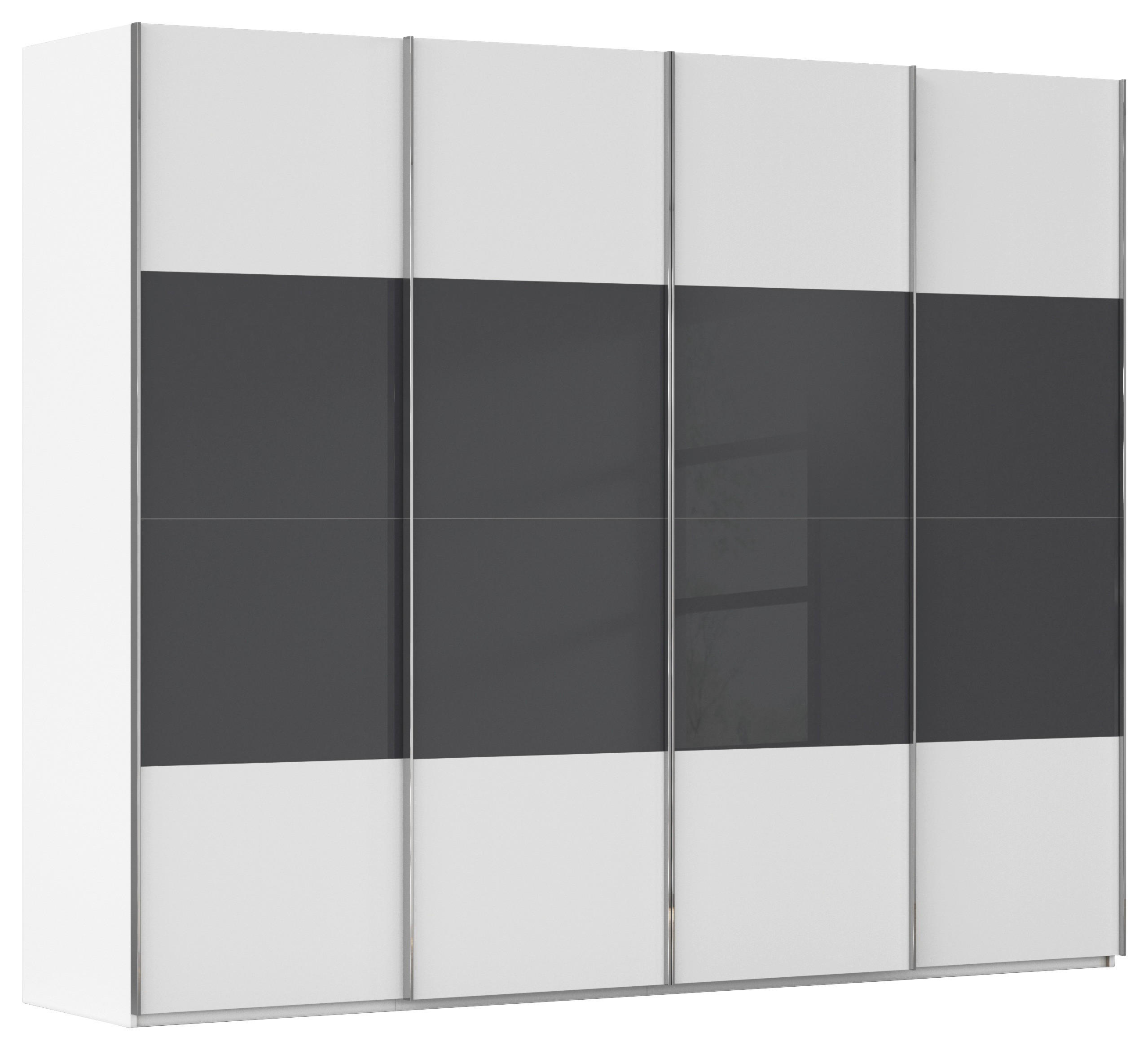 SCHWEBETÜRENSCHRANK 271/235/68 cm 4-türig Schwarz, Weiß  - Chromfarben/Schwarz, KONVENTIONELL, Glas/Holzwerkstoff (271/235/68cm) - Novel