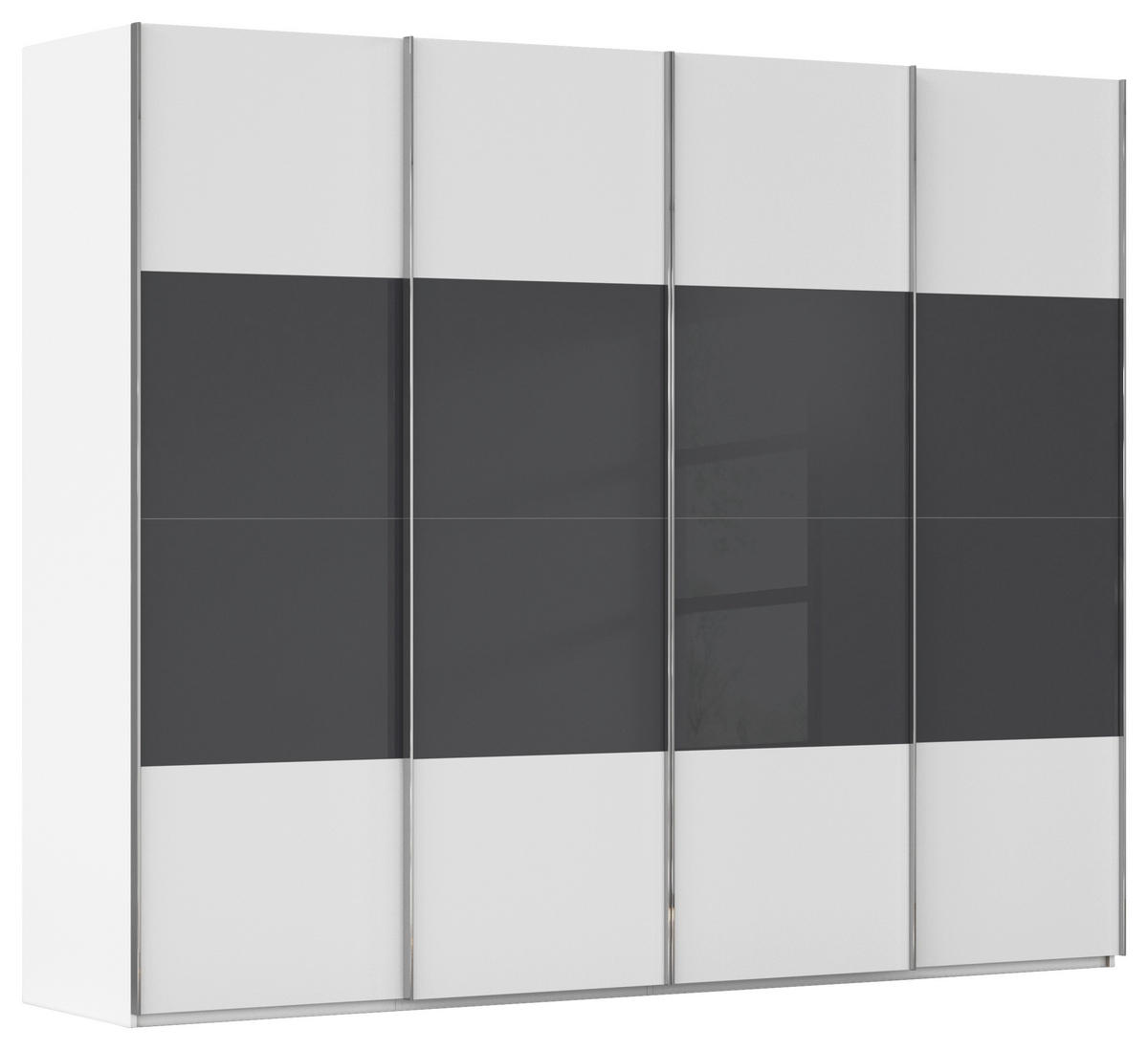 SCHWEBETÜRENSCHRANK 271/235/68 cm 4-türig Schwarz, Weiß  - Chromfarben/Schwarz, KONVENTIONELL, Glas/Holzwerkstoff (271/235/68cm) - Novel