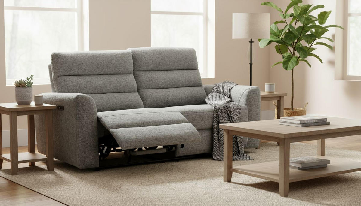 2-SITZER-SOFA Webstoff Hellgrau  - Hellgrau/Schwarz, KONVENTIONELL, Kunststoff/Textil (196/99/92cm) - Livetastic