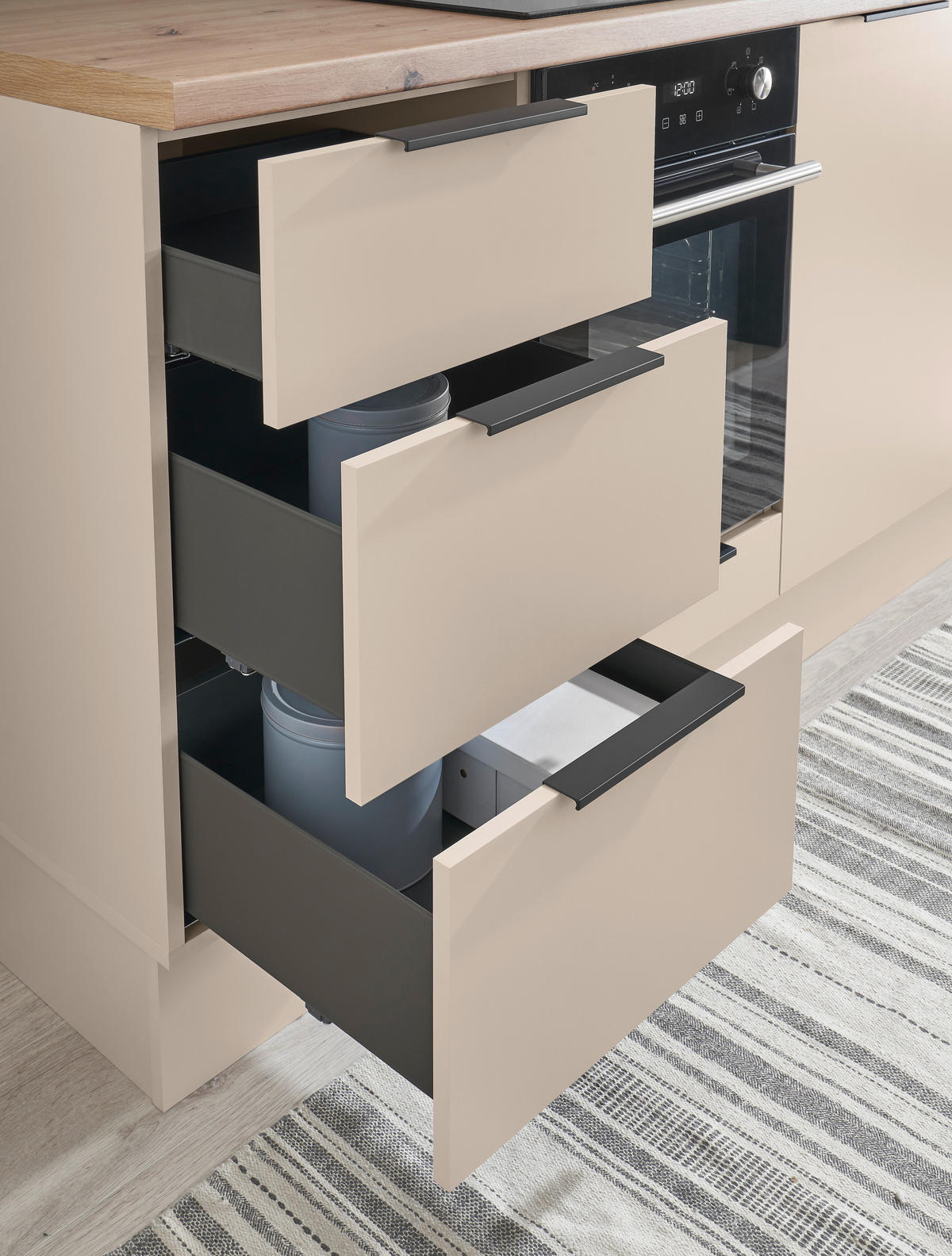 KÜCHENBLOCK   in Kaschmir  - Kaschmir/Schwarz, Basics, Holzwerkstoff/Metall (180/210/60cm) - Carryhome