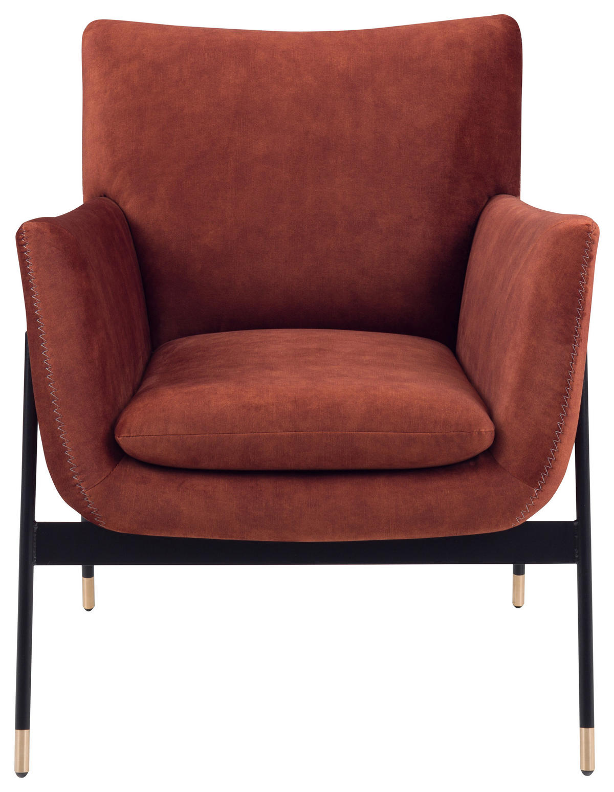 SESSEL Samt Rostfarben    - Rostfarben/Schwarz, Design, Textil/Metall (69/85/78cm)