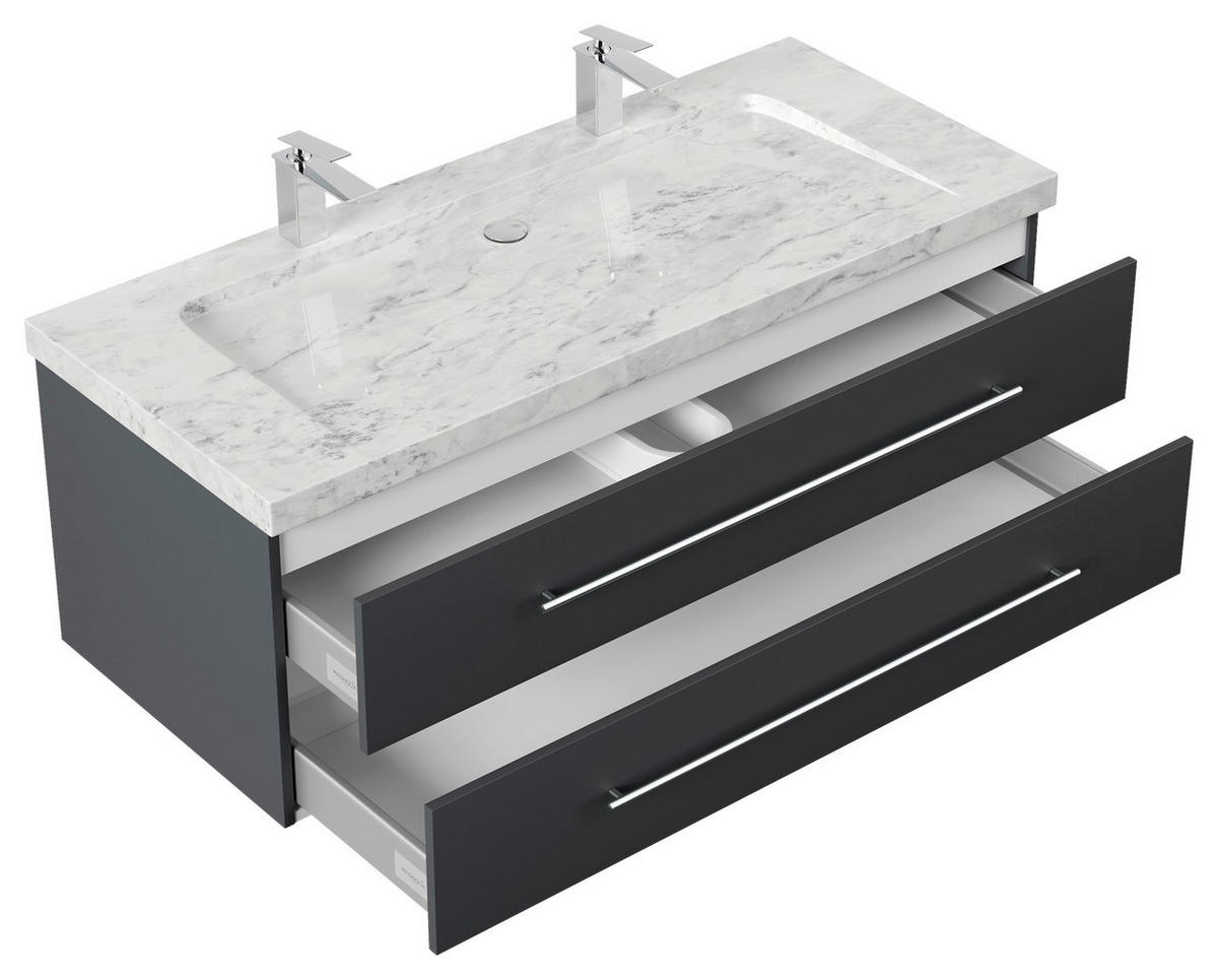 WASCHTISCHKOMBI 130 cm  - Graphitfarben, Basics, Holzwerkstoff/Stein (130cm) - MID.YOU