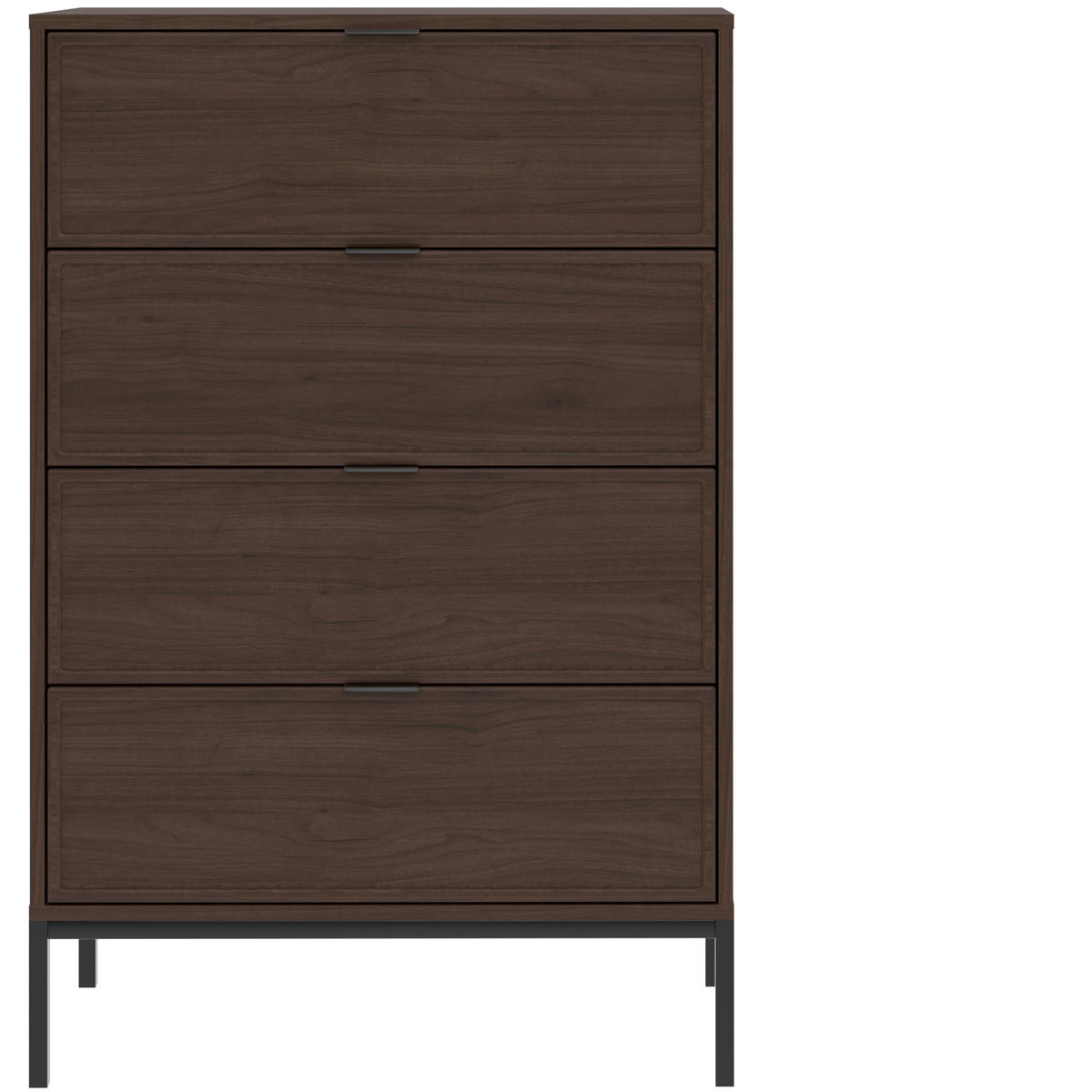 KOMMODE Deco, 75,9/115,5/40 cm, 4 Schublade(n)  - Walnussfarben/Schwarz, Design, Holzwerkstoff/Metall (75,9/115,5/40cm) - MID.YOU