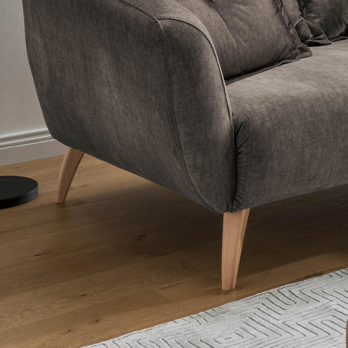 ECKSOFA in Velours Braun  - Buchefarben/Braun, Modern, Holz/Textil (277/94/162cm) - Livetastic