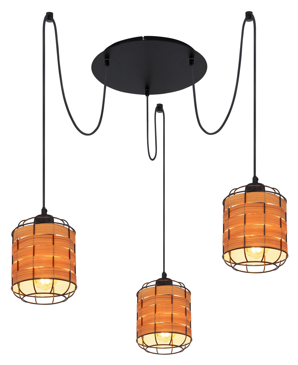 HÄNGELEUCHTE 38,5/200 cm    - Schwarz/Braun, Konventionell, Kunststoff/Metall (38,5/200cm) - Globo