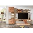 WOHNWAND Sonia  in Weiß, Buchefarben  274/206/54 cm  - Edelstahlfarben/Buchefarben, Design, Glas/Holz (274/206/54cm) - Valnatura