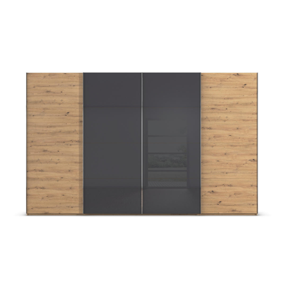 SCHWEBETÜRENSCHRANK 361/223/68 cm 4-türig  - Chromfarben, KONVENTIONELL, Glas/Holzwerkstoff (361/223/68cm) - Novel