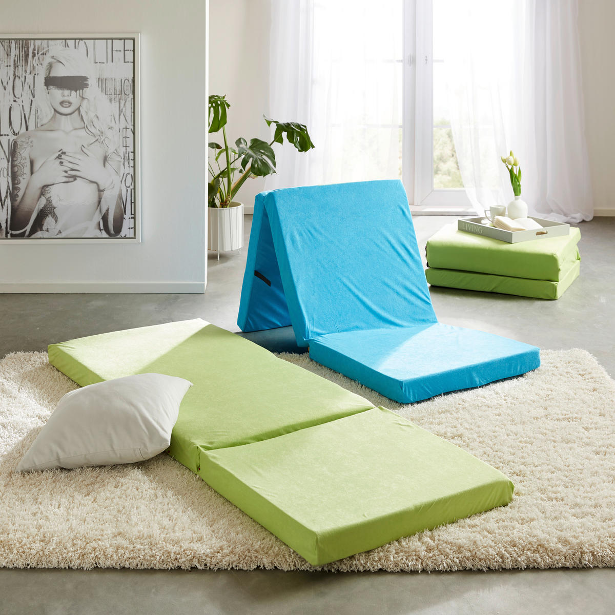 SKLADACÍ MATRAC, 65/186 cm - zelená, Basics, textil (65/186cm) - Carryhome