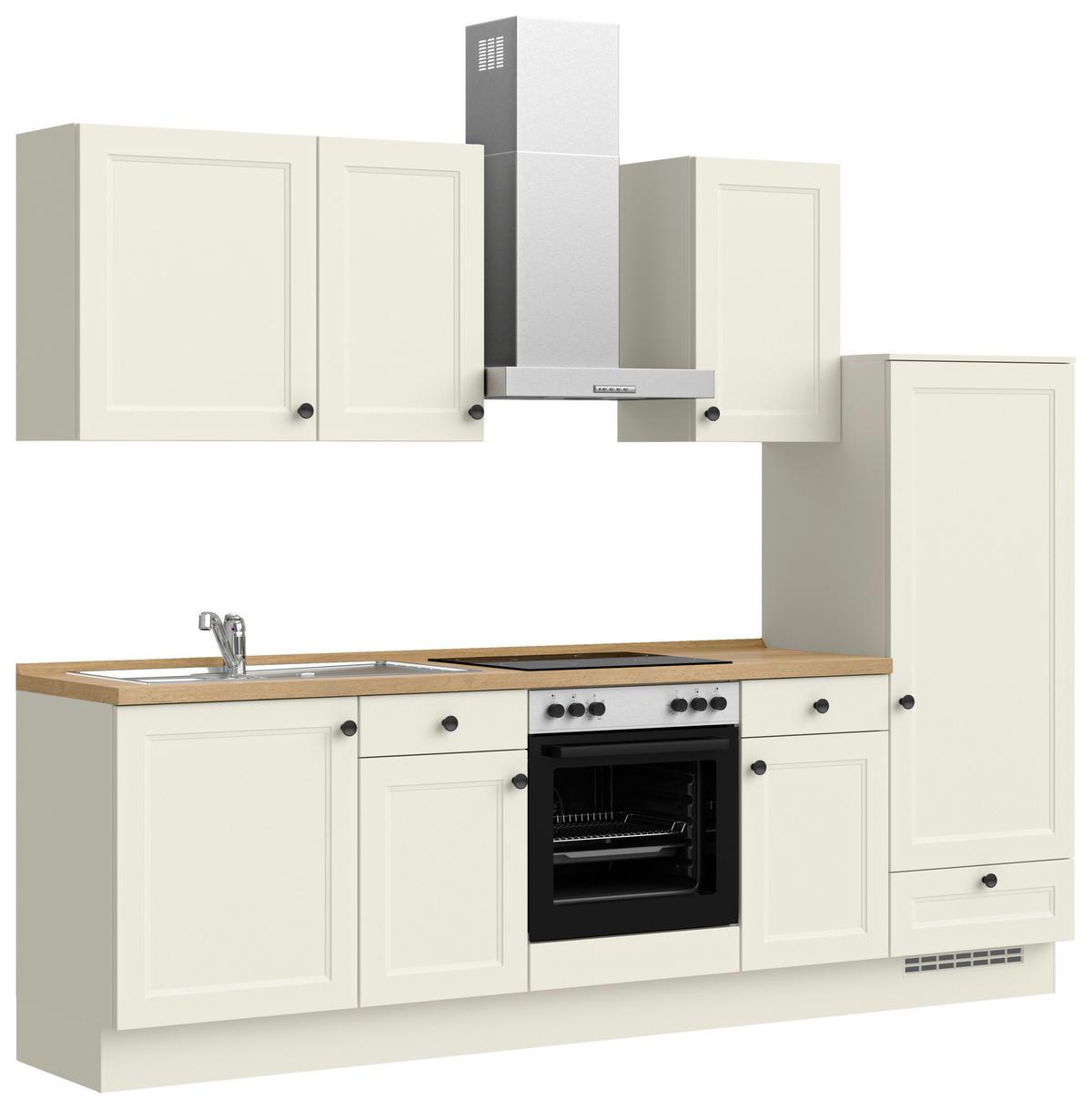 KÜCHENBLOCK Cascada 270 cm  in Weiß, Eichefarben  - Eichefarben/Schwarz, MODERN, Holzwerkstoff/Metall (270cm) - Nobilia