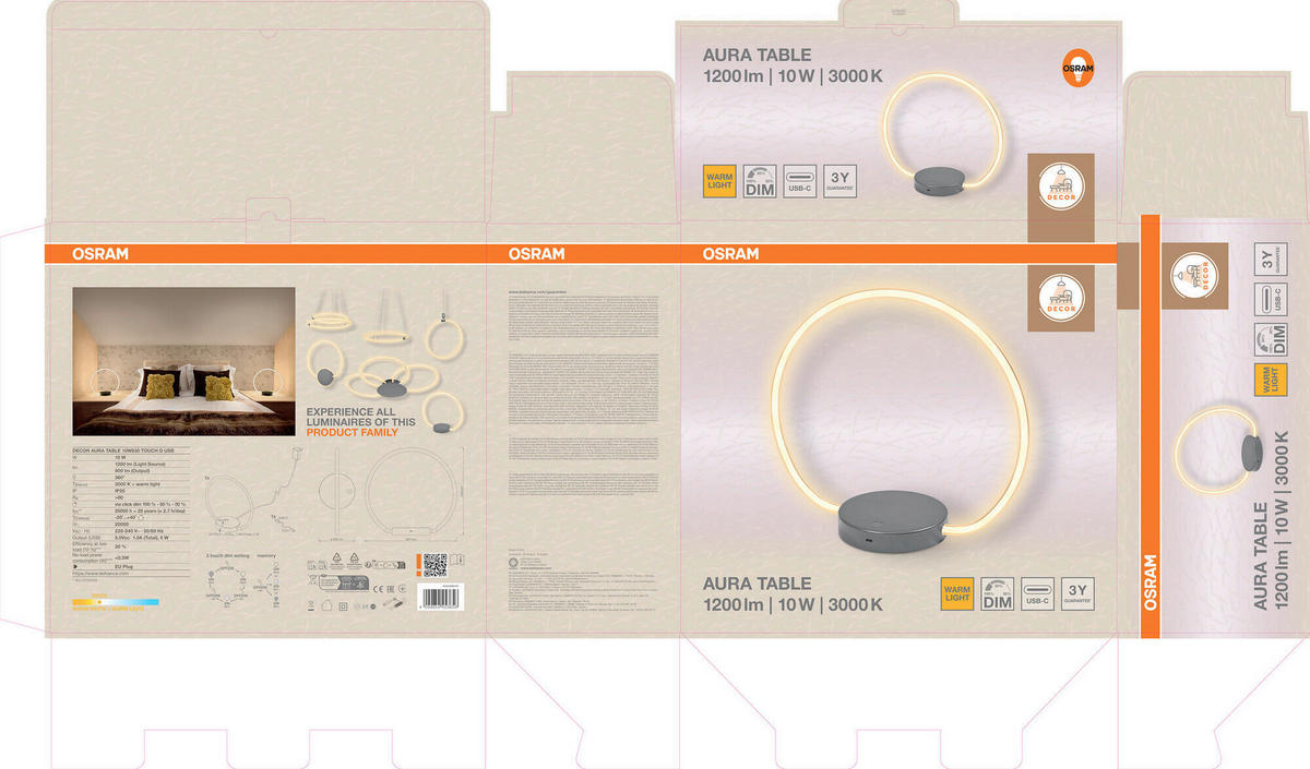 LED-TISCHLEUCHTE 36.7/15/34.9 cm   - Dunkelgrau, Design, Kunststoff (36.7/15/34.9cm) - Osram