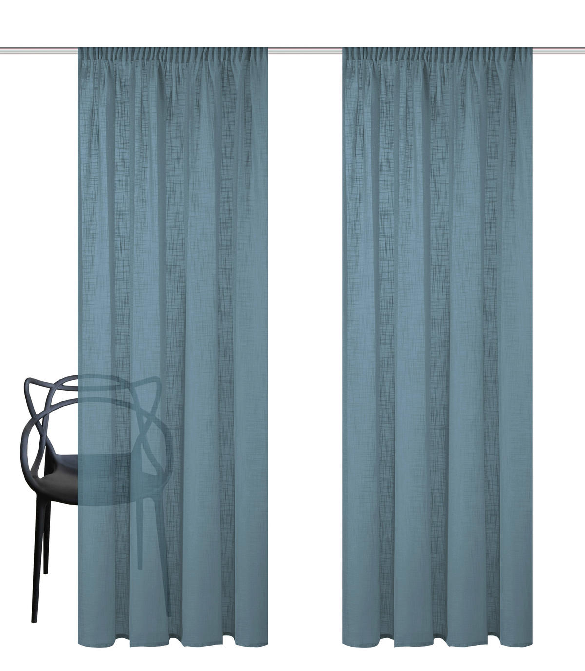 FERTIGVORHANG halbtransparent  - Blau, Basics, Textil (140/160cm)