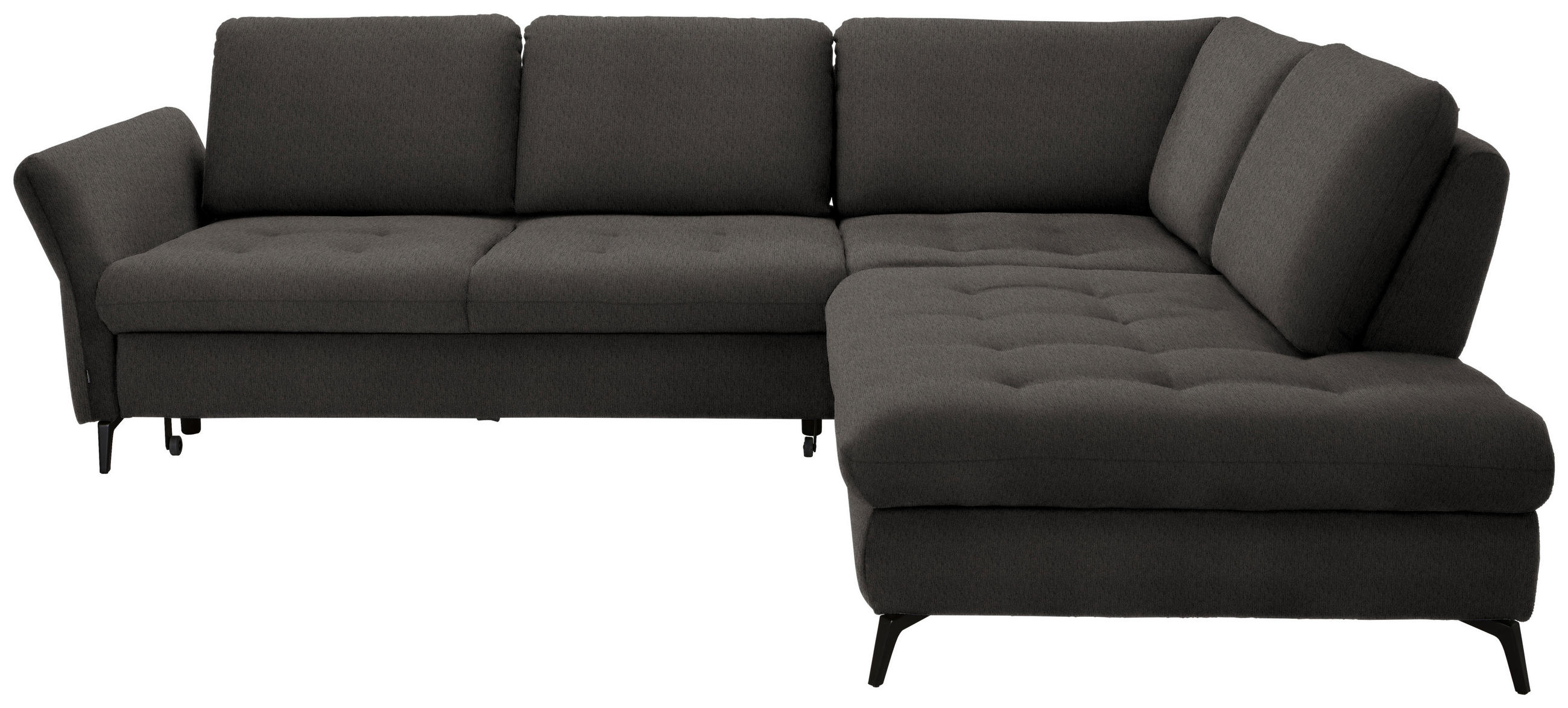 ECKSOFA in Chenille Graubraun  288/233 cm  - Graubraun/Schwarz, Natur, Textil/Metall (288/233cm) - Valnatura