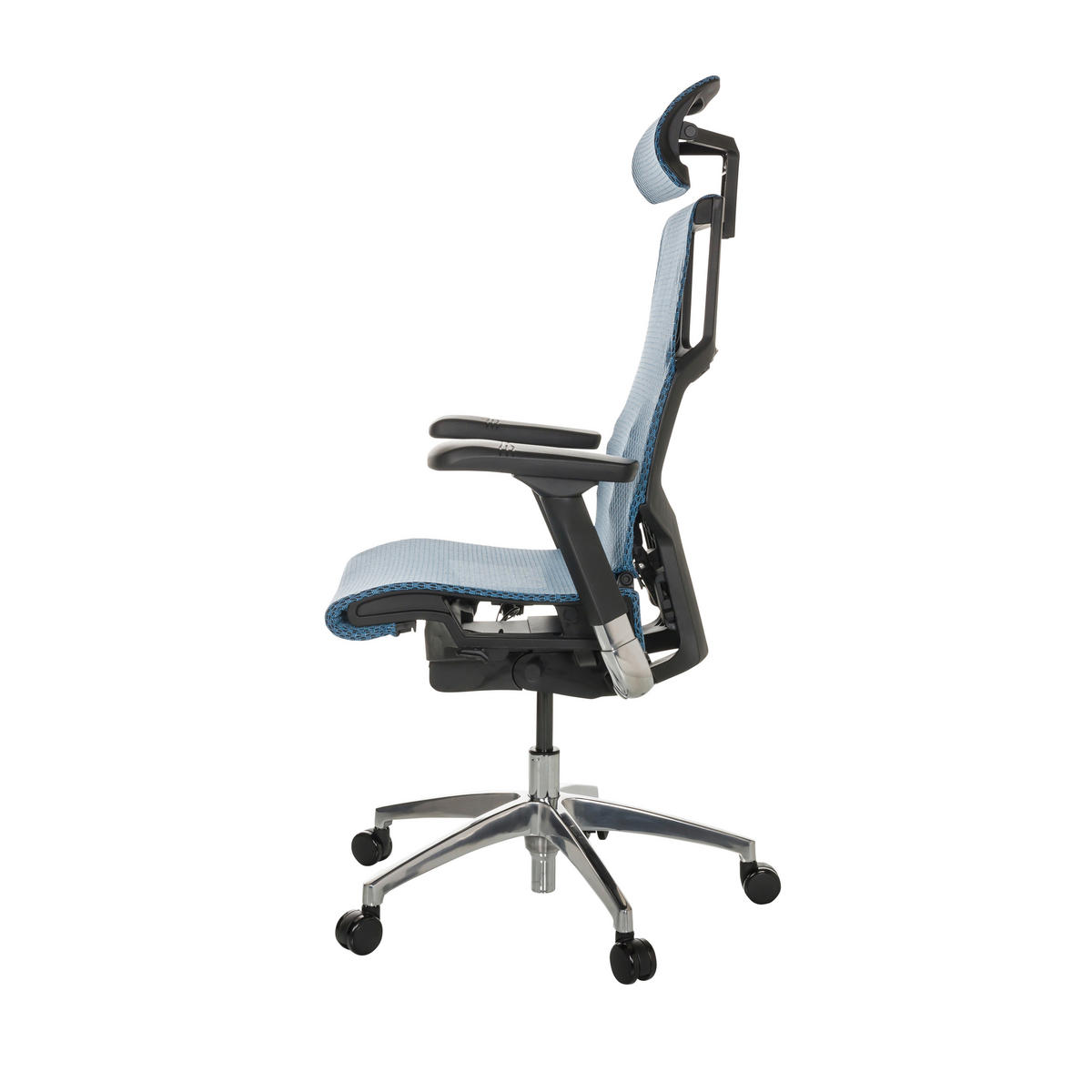 DREHSTUHL Netz Blau  - Blau/Silberfarben, Basics, Kunststoff/Textil (67/119-135/60cm) - MID.YOU