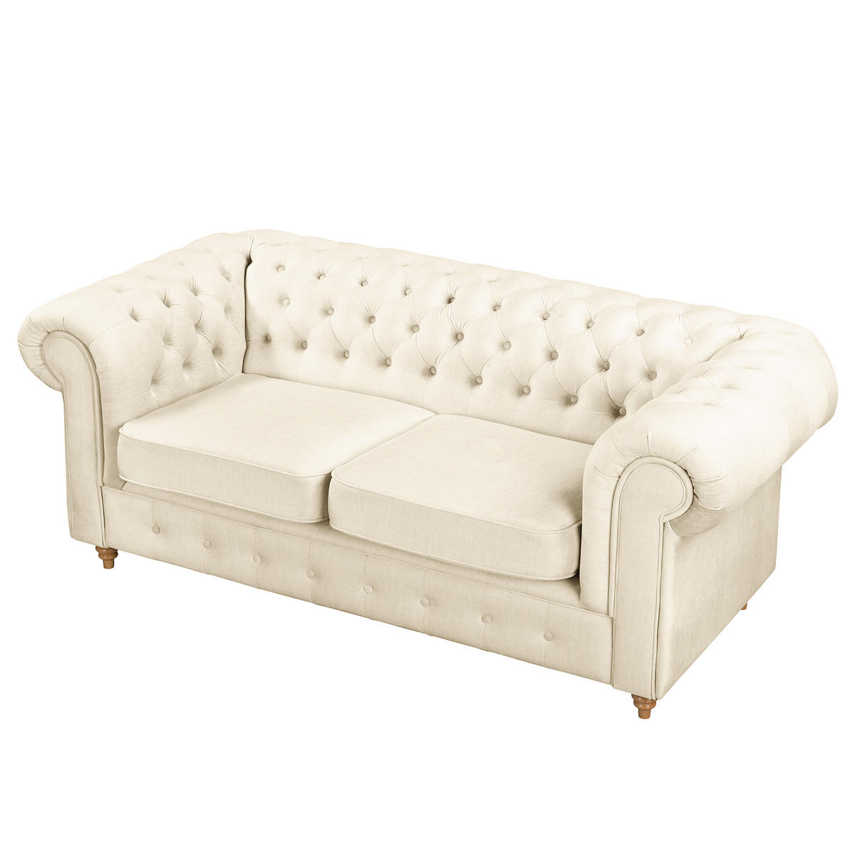 2-SITZER-SOFA Laura in Mikrofaser Creme  - Creme/Braun, Design, Holz/Textil (190/75/91cm) - P & B