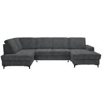 WOHNLANDSCHAFT in Flachgewebe Grau  - Schwarz/Grau, KONVENTIONELL, Textil/Metall (185/317/167cm) - Stylife