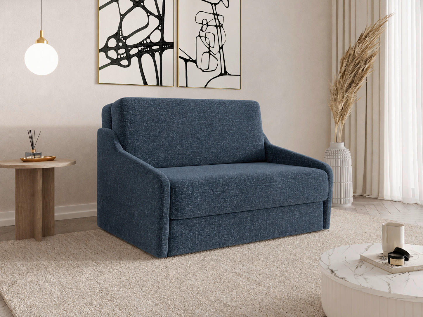 SCHLAFSOFA Dunkelblau  - Schwarz/Dunkelblau, Design, Kunststoff/Textil (136/86/113cm) - MID.YOU