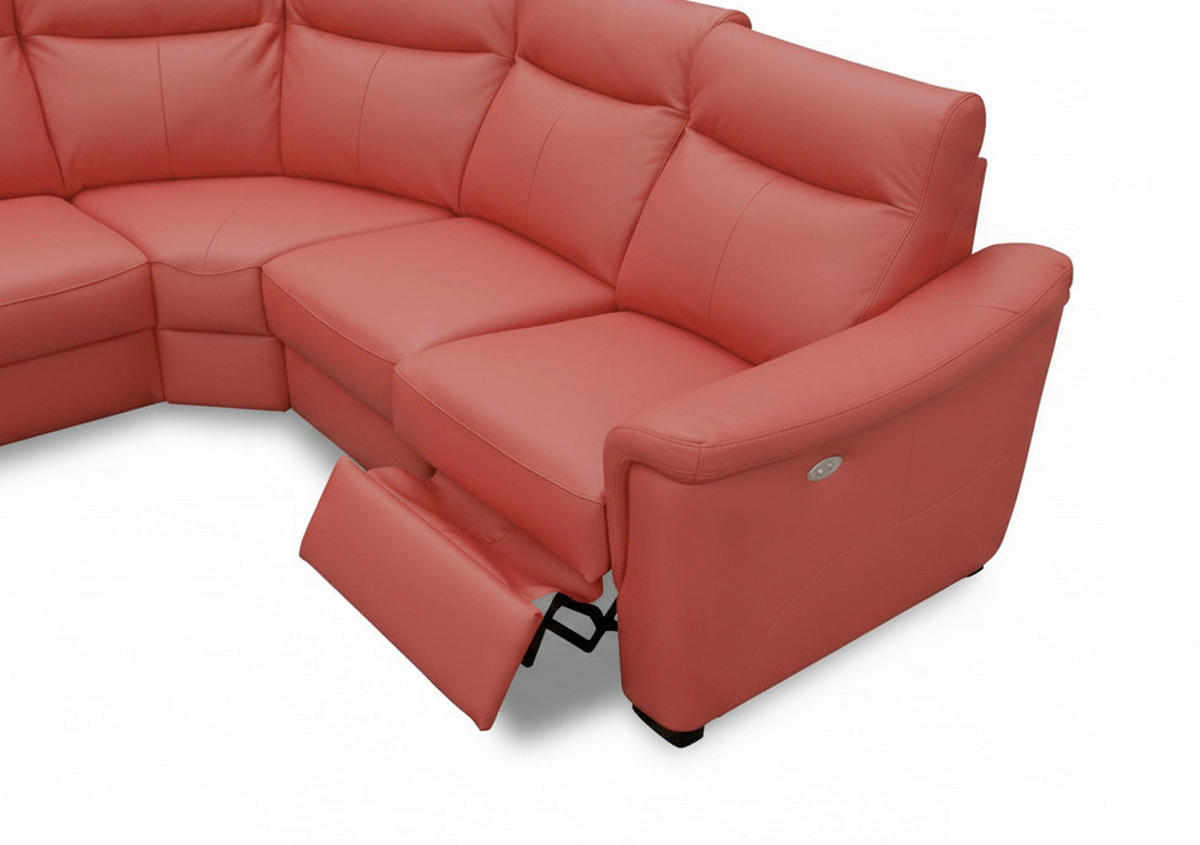 ECKSOFA Lederlook Echtleder Rot  - Wengefarben/Rot, Design, Leder/Holz (229/260cm) - Livetastic