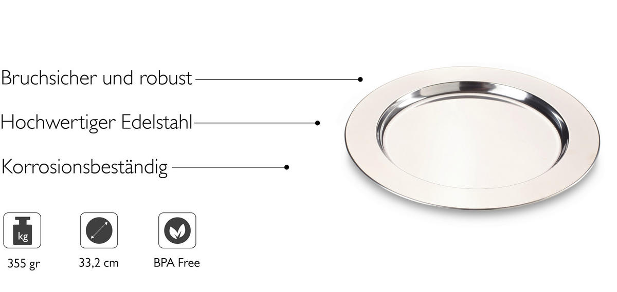 PLATZTELLER 33 cm 2-teilig  - Silberfarben, Basics, Metall (33cm) - Echtwerk